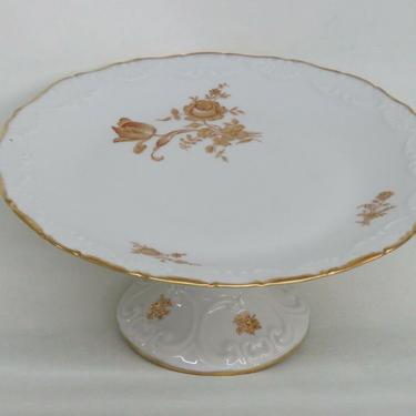 Limoges France Porcelain Gold Roses Cake Stand Plate 2495B