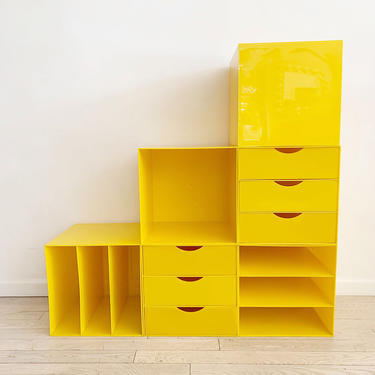 1970s Yellow Modular Plastic Storage Cubes - Singles