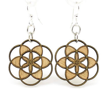 Seed of Life Blossoms - Wood Earrings 
