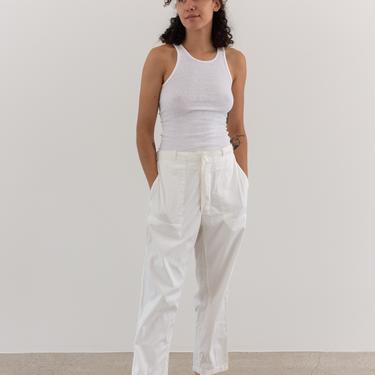 Vintage 29-32 Waist White Crop Utility Pants | Unisex High Rise Button Fly Cotton Trousers | 30 31 
