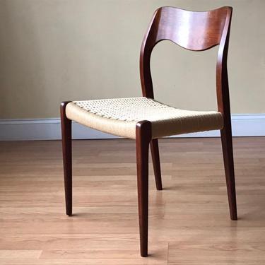 ONE Moller Model #71 Dining Side Chair, in Teak and Danish Paper Cord, side chair, desk chair, bedroom chair 
