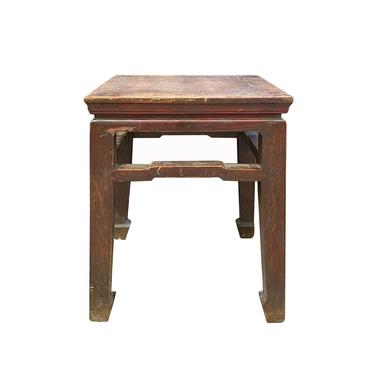 Chinese Rustic Vintage Brown Square Wood Stool Table Stand cs7226E 