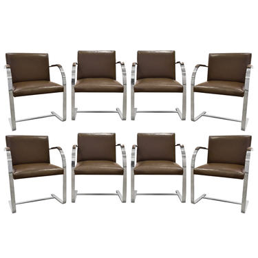 Mies van der Rohe Set Of 8 BRNO Dining Chairs In Leather 1990s