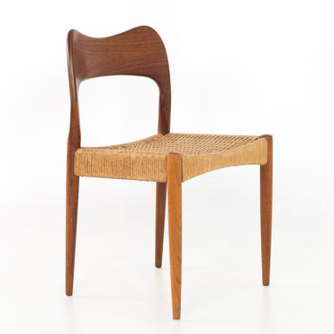Niels Moller Number 71 Danish Teak Caned Mid Century Modern Dining or Desk Chair - mcm 