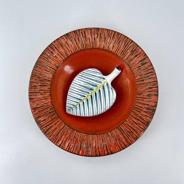 1950s Stig Lindberg Leaf Dish Jewelry Earring Bowl for Vanity Vintage Mid-Century Modern Danish Swedish Art Pottery 