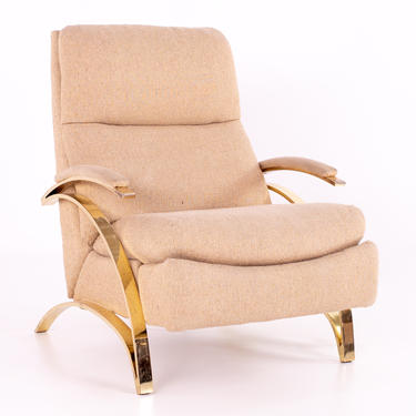 Milo Baughman for DIA Style Mid Century Brass Z Reclining Lounge Chair 