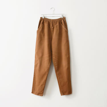 vintage cotton twill utility pants with elastic waist, rust brown, size L / XL 