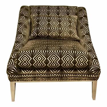 Vangaurd Co. Modern Geometric Chocolate Brown Cut Velvet Chair