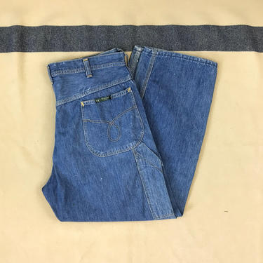 Size 35x27 Vintage 1960s Key Imperial Denim Carpenter Workwear Dungaree Pants 