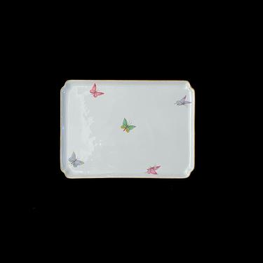 Vintage Limoges France porcelain Tray with Butterflies Theme Butterfly 11.5&quot; x 8.5&quot; CHAMART 