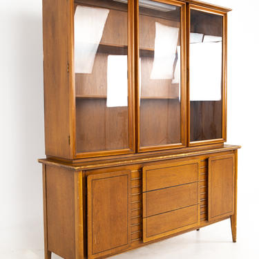 Mid Century China Cabinet and Hutch with Glass Doors - mcm 