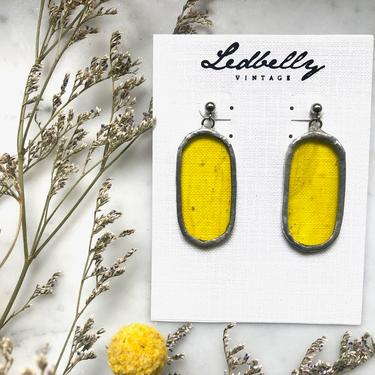 Yellow Translucent Stained Glass Oval Earrings | Stained Glass Earrings | Translucent Earrings | Oval Earrings | Statement Earrings 