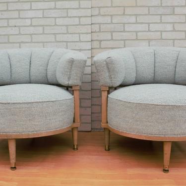 Mid Century Modern Atomic Barrel Back Club Chairs Newly Upholstered - Pair