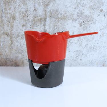 Copco Denmark Sauce Pan / Fondue Pot with Warmer in Original Box - Danish Modern Cast Iron Enameled Pan 