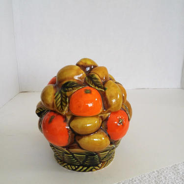 Vintage Inarco Orange Spice Ceramic Cookie Jar with Lid Mid Century Modern Decor 