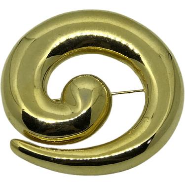 80s Spiral Brass Brooch