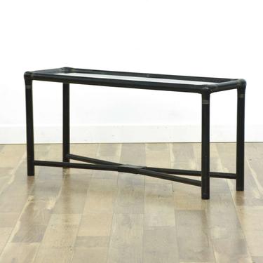 Modernist Black Stretcher Frame Console Table