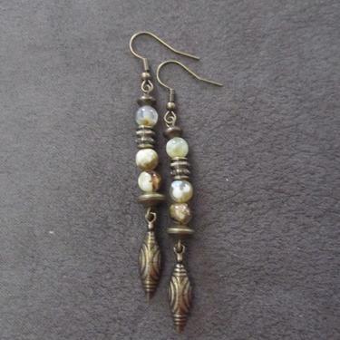 Yellow agate earrings, boho earrings, unique tribal earrings, bohemian earrings, ethnic earrings, antique bronze artisan earrings, exotic 