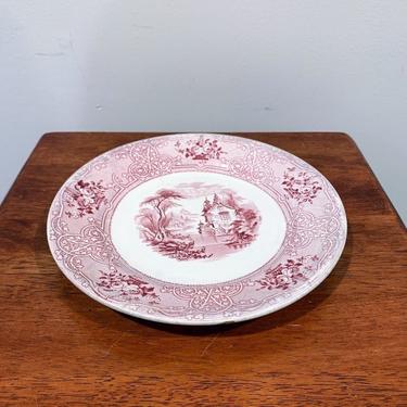 Antique Ironstone Red/Pink Transferware John Meir &amp; Sons Roselle Plate 