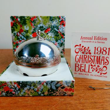 Vintage Wallace Silversmiths Sleigh Bell Ornament | 1981 | Silverplated Annual Bell | Box and Tag 