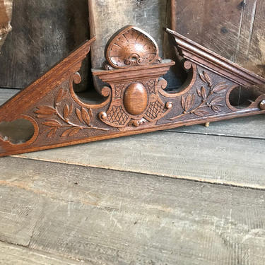 French Architectural Wood Plaque, Armoire Pediment, Furniture, Wall Art Mount 