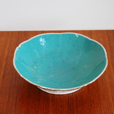 Antique Turquoise Chinese Porcelain Dish Large 