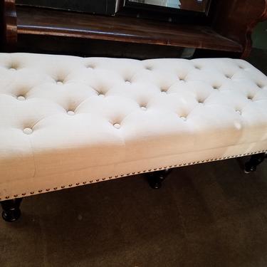 Tufted Ivory Colored Ottoman. 48 x 18 x 16 Tall