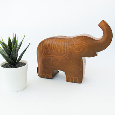 Vintage Leather Elephant Piggy Bank - Made in Africa 