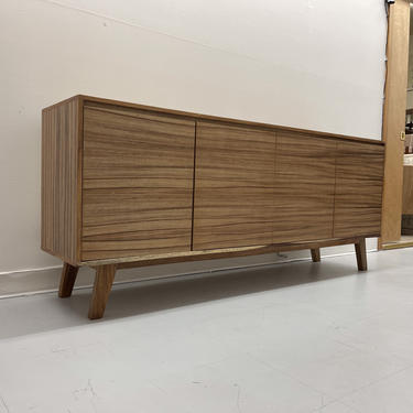 Free Shipping Within US - Sustainbly Sourced Solid Wood Mid Century Modern Style Three Door Cabinet or TV Credenza or Console or Sideboard 