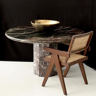 Italian Round Dining or Center Table in Rosso Levanto Marble 