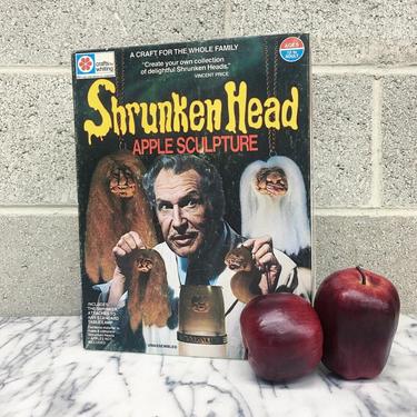 Vintage Shrunken Head Retro 1970s RARE + Milton Bradley + Vincent Price + Apple Sculpture + Craft Kit + Ages 12 to Adult + Crafts by Whiting 