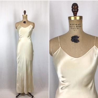 Vintage 40s nightgown | Vintage ivory silk nightdress | 1940s bias cut silk negligee 
