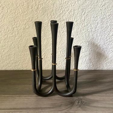 Vintage Dansk Cast Iron Brass Candle Holder // Jens Quistgaard IHQ, Eight 8 Tiny Taper Holder, Danish Scandinavian Design 