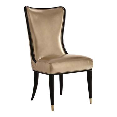 Caracole Signature Modern Taupe Leather the Aristocrat Side Chair