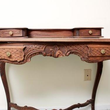French carved console table w/Marble inset top