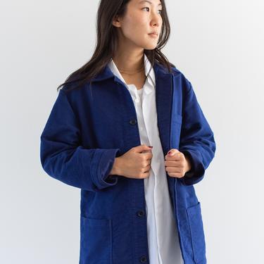 Vintage Klein Blue Work Chore Jacket | Moleskin Unisex Cotton Utility Work Coat | Made in Italy | S M | IT239 