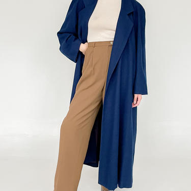 Navy Blue Long Wool Coat (M)