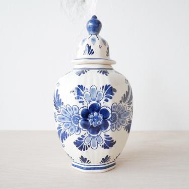 Deuft Holland Handpainted Vase w/ Lid