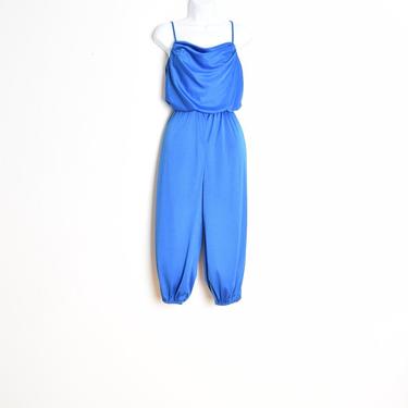 vintage 70s/80s jumpsuit blue draped disco harem genie cropped romper outfit S clothing 