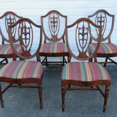 Duncan Phyfe Shield Back Mahogany Set of Five Dining Chairs 1864