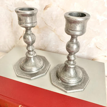 Vintage Pewter Candlesticks, Set of 2, Candle Holders, Home Decor, Mid Century 