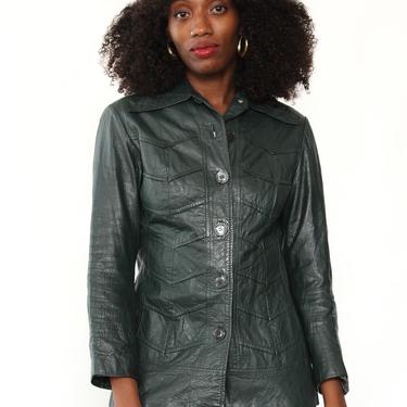 Hunter Green Leather Jacket S