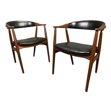Pair of Vintage Mid Century Modern Danish Teak Dining Chairs #213 by T. Harlev for Farstrup 