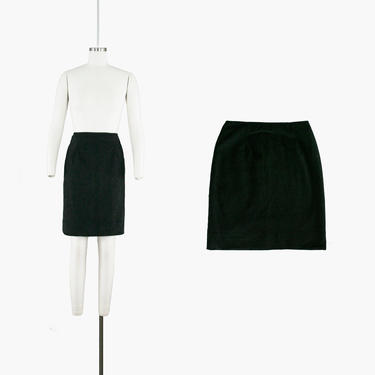Vintage 1970's Black Skirt - Fuzzy Polyester - Elastic Waist - Small - Hippie Boho Minimal Plain - 27 28 Waist 