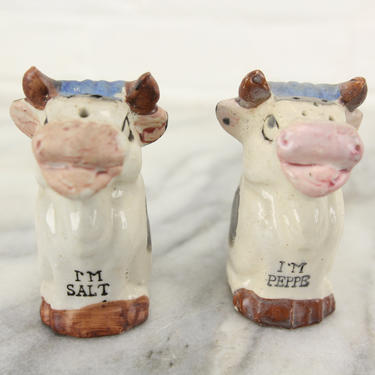 Bull Cow Porcelain Salt and Pepper Shakers, Made in Japan 