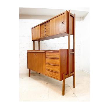 Danish Modern Two-Piece Credenza and Hutch With Extending Shelf 