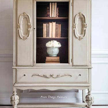 China Cabinet Hutch Jacobean Style Painted Furniture 