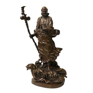 Fine Bronze Metal Zen Master Damo Bodhidharma Buddhist Monk Statue ws1389E 