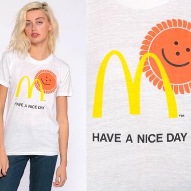Vintage McDonald&#39;s Shirt -- Have A Nice Day 70s Tshirt Graphic Tshirt Retro Tee 80s Fast Food Nostalgia Burnout Paper Thin Extra Small xs by ShopExile