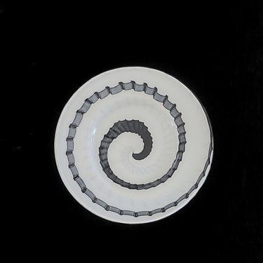Vintage LARGE 21 3/8&quot; Italian Black & White Swirl Art Glass Charger Platter DOLBI CASHIER 1989 Italy 